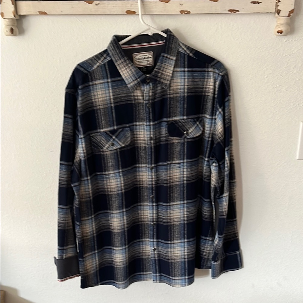Blue and White Casual Button Down Shirt